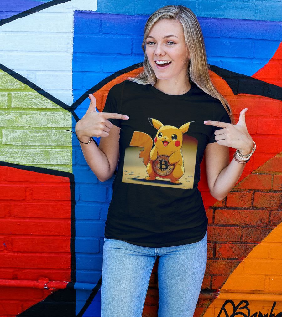 Pikacoin Bitcoin Pikachu Holding Cryptocurrency Coin T-Shirt