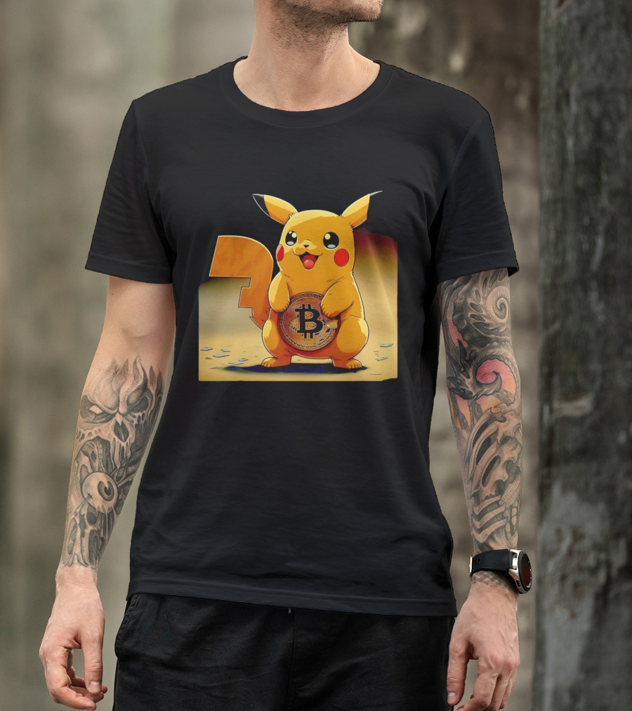 Pikacoin Bitcoin Pikachu Holding Cryptocurrency Coin T-Shirt