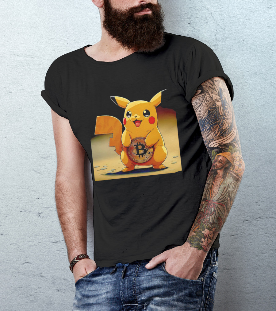 Pikacoin Bitcoin Pikachu Holding Cryptocurrency Coin T-Shirt