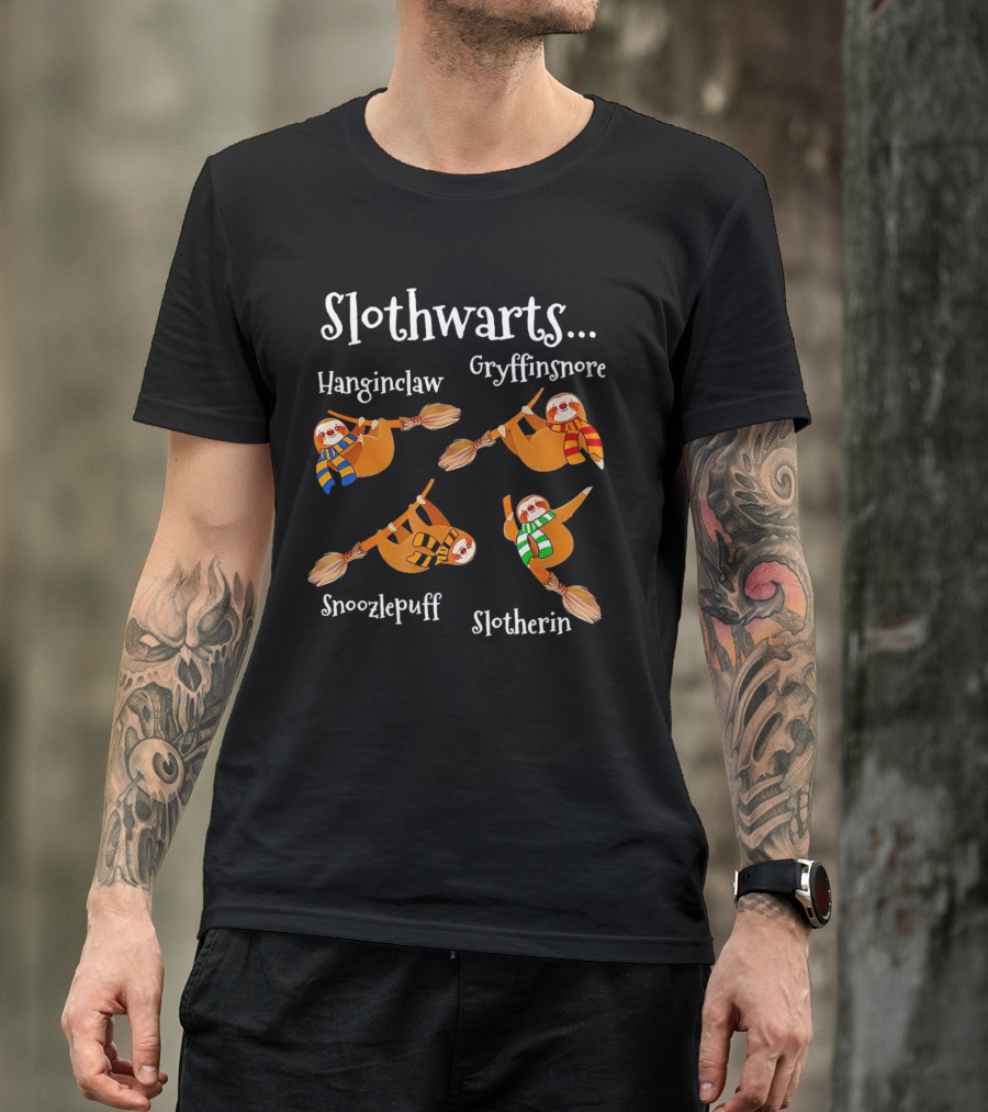 Slothwarts Hanginclaw Gryffinsnore Snoozlepuff Slotherin T-Shirt
