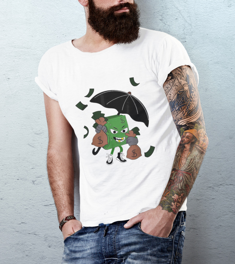 Money Man Holding Money Bags And Umbrella T-Shirt