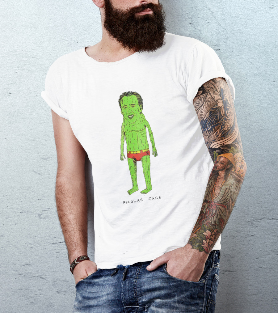 Picolas Cage Cucumber Cartoon Mashup T-Shirt