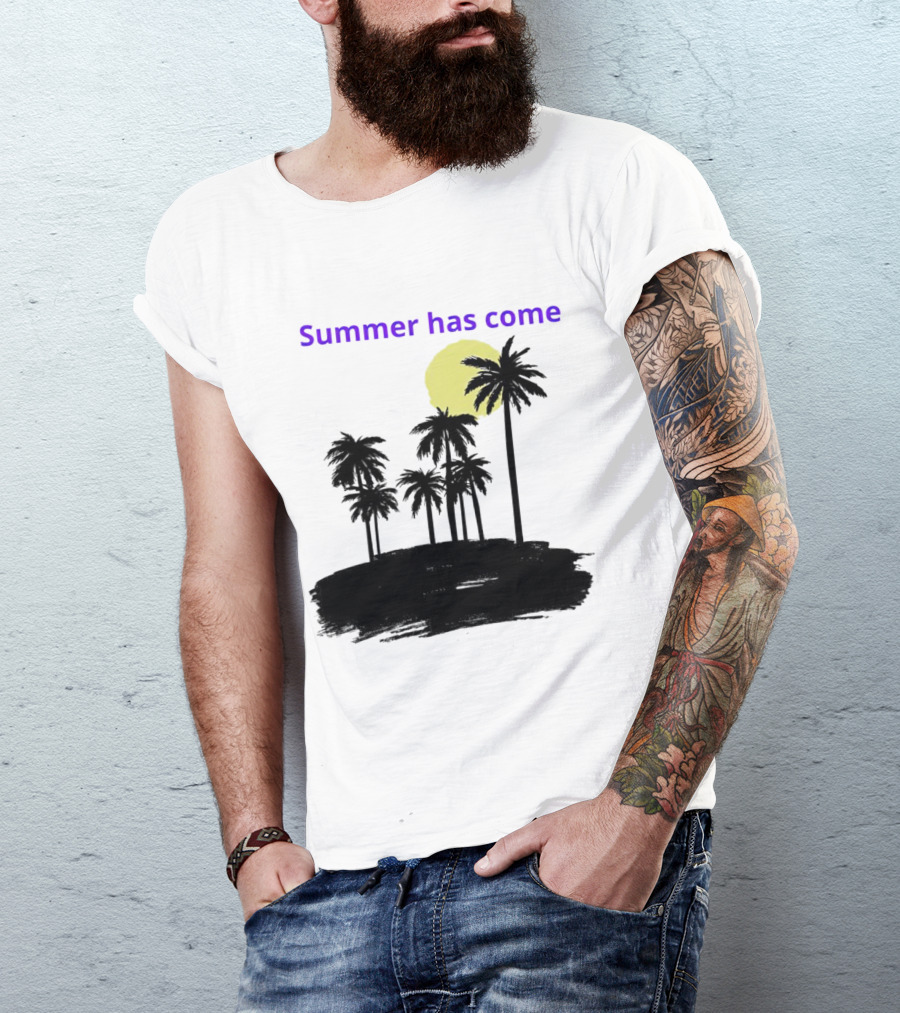 Summer Has Come Tropical Palm Silhouette Moonlit Evening T-Shirt