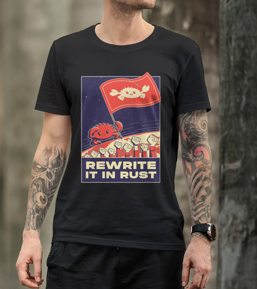 Rewrite It In Rust With Ferris Crab Flag Revolution T-Shirt