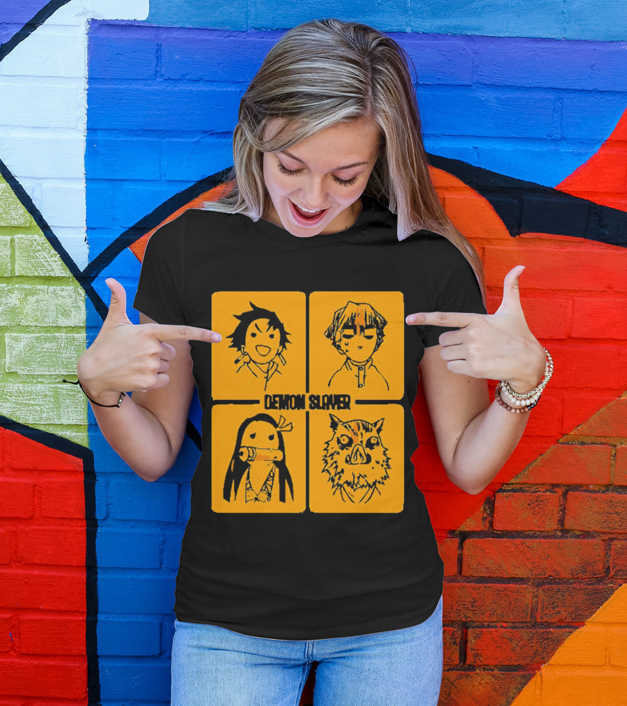 Demon Slayer Tanjiro Nezuko Inosuke Zenitsu Iconic Characters T-Shirt