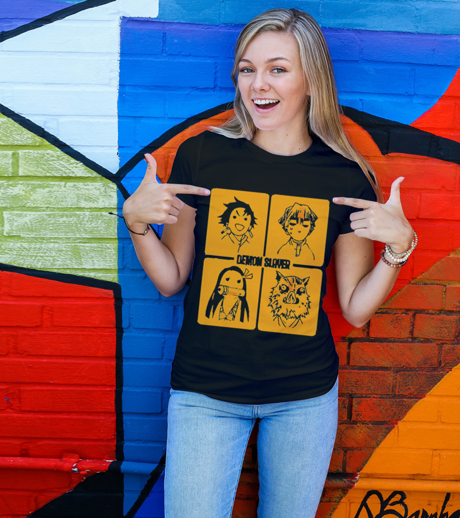 Demon Slayer Tanjiro Nezuko Inosuke Zenitsu Iconic Characters T-Shirt