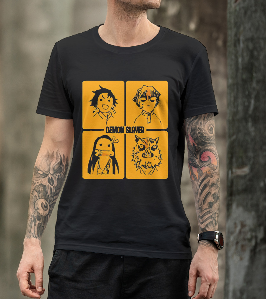 Demon Slayer Tanjiro Nezuko Inosuke Zenitsu Iconic Characters T-Shirt