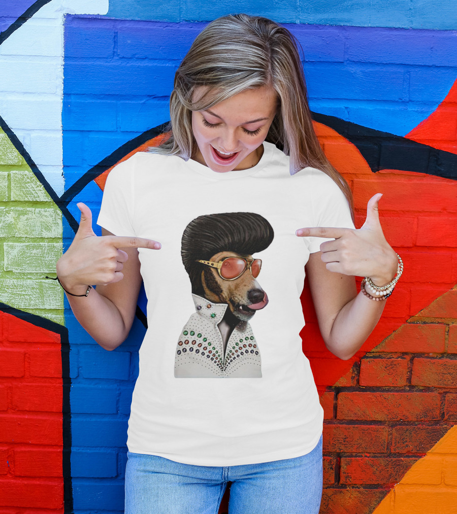 Elvis Dog Costume With Sunglasses And Rhinestone Jumpsuit T-Shirt