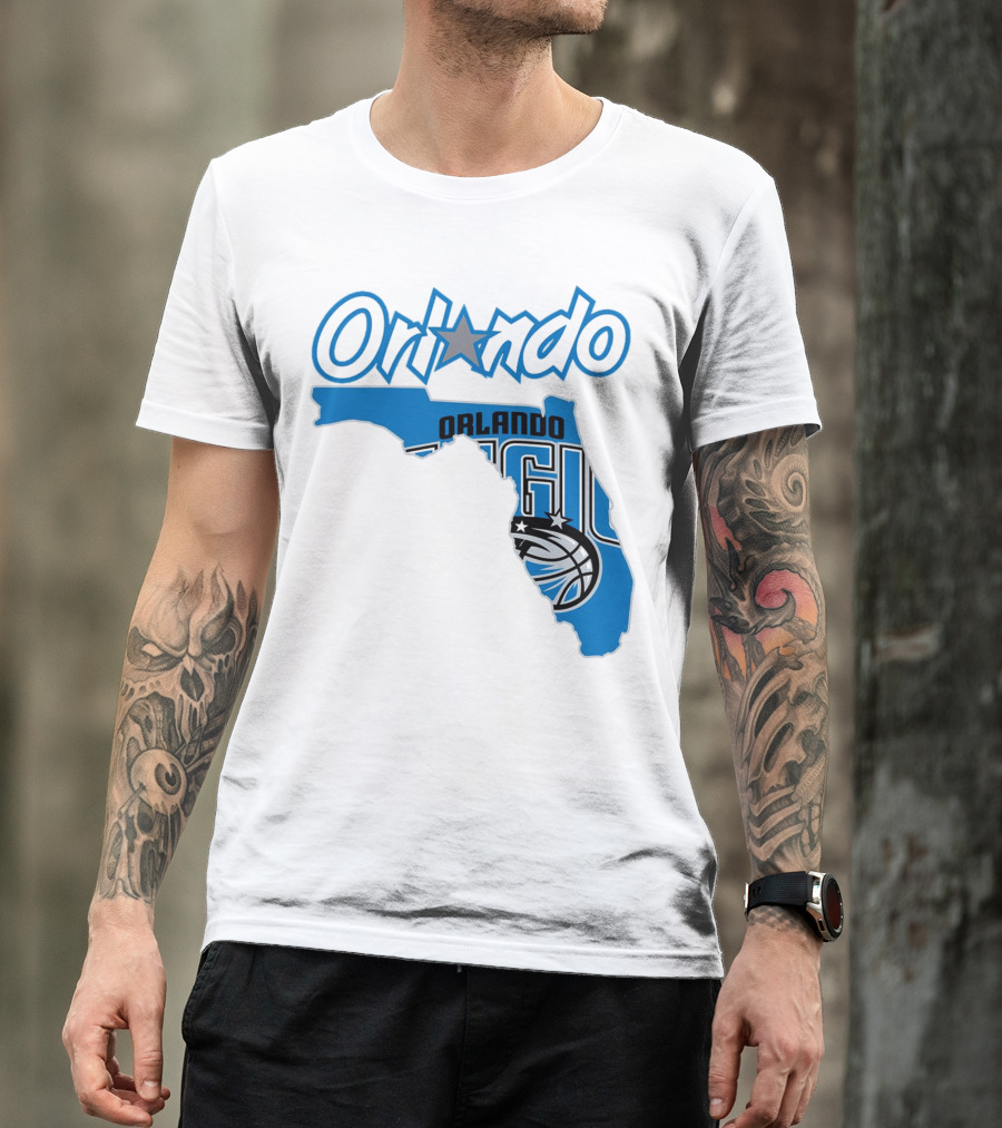 Orlando Magic Florida Map Basketball T-Shirt