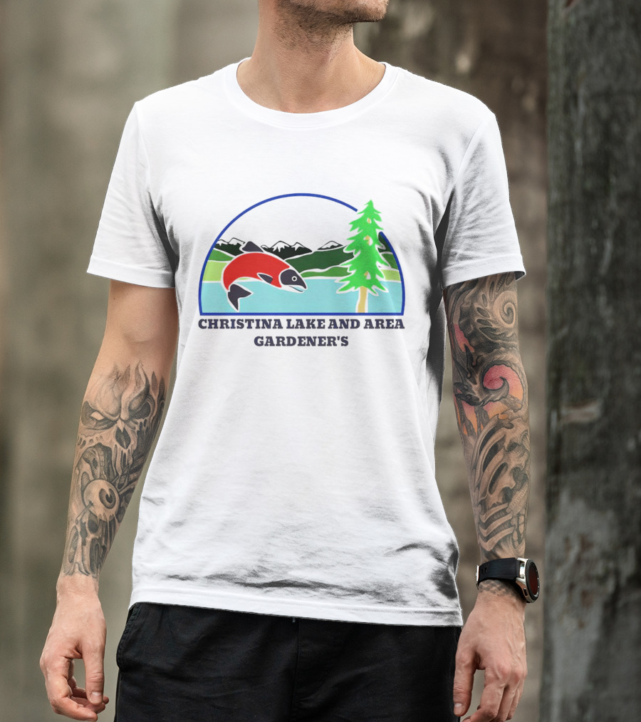 Christina Lake And Area Gardener’s Salmon And Evergreen Landscape T-Shirt
