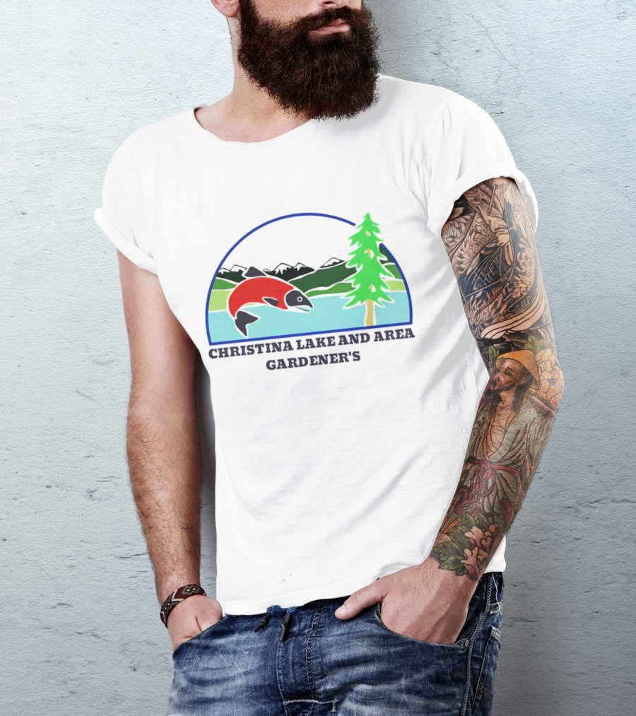 Christina Lake And Area Gardener’s Salmon And Evergreen Landscape T-Shirt