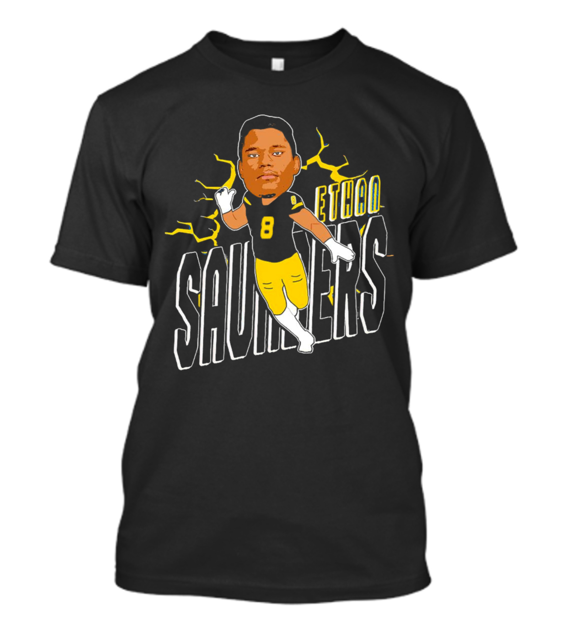 Ethan Saunders Number 8 Delaware Fightin’ Blue Hens Football T-Shirt