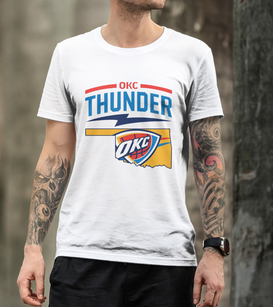 OKC Thunder Basketball Oklahoma Map T-Shirt