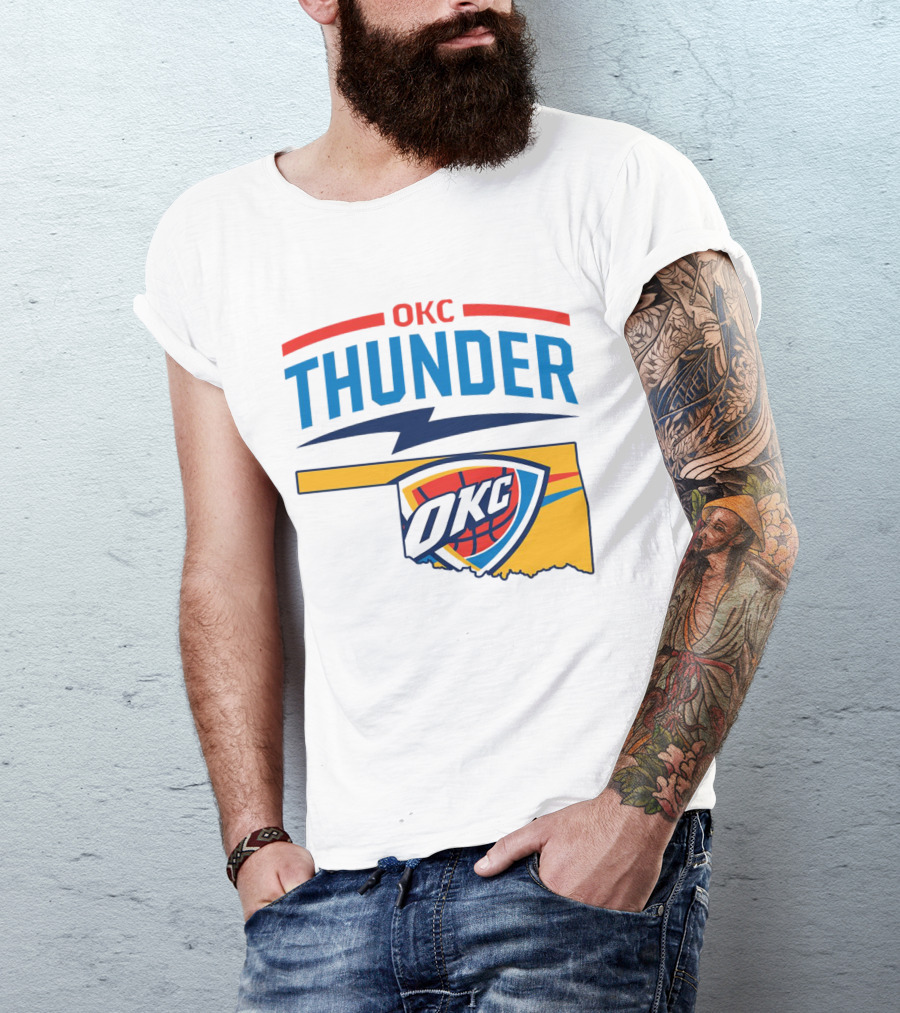OKC Thunder Basketball Oklahoma Map T-Shirt