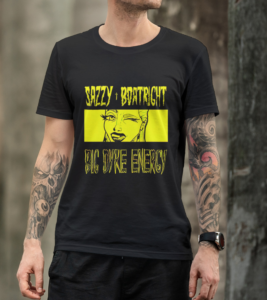 Sazzy Boatright Big Dyke Energy Winking Yellow Comic T-Shirt
