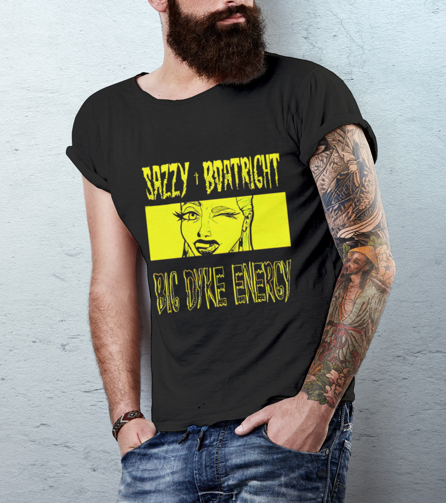 Sazzy Boatright Big Dyke Energy Winking Yellow Comic T-Shirt