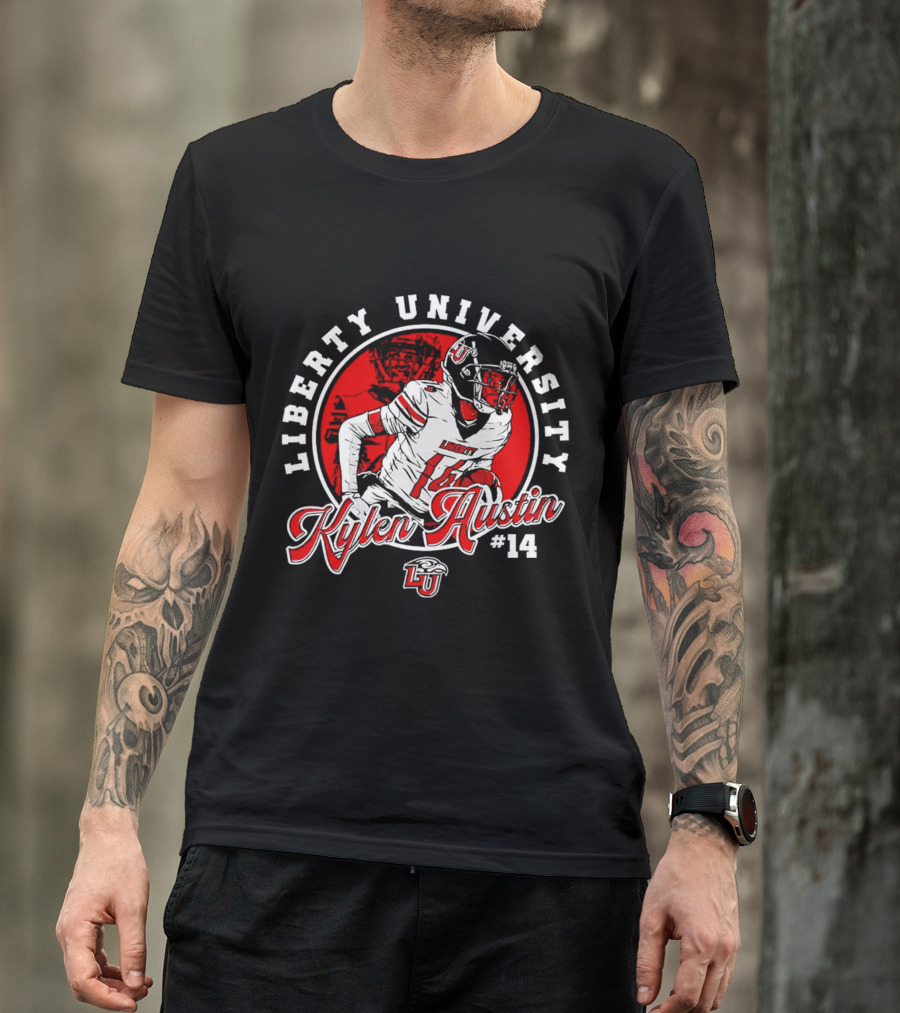 Liberty University Kylen Austin #14 NCAA Football Caricature T-Shirt