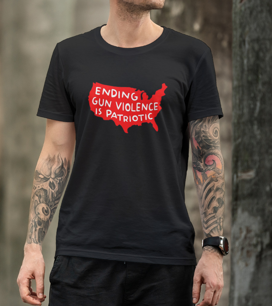 Ending Gun Violence Is Patriotic Red USA Map T-Shirt