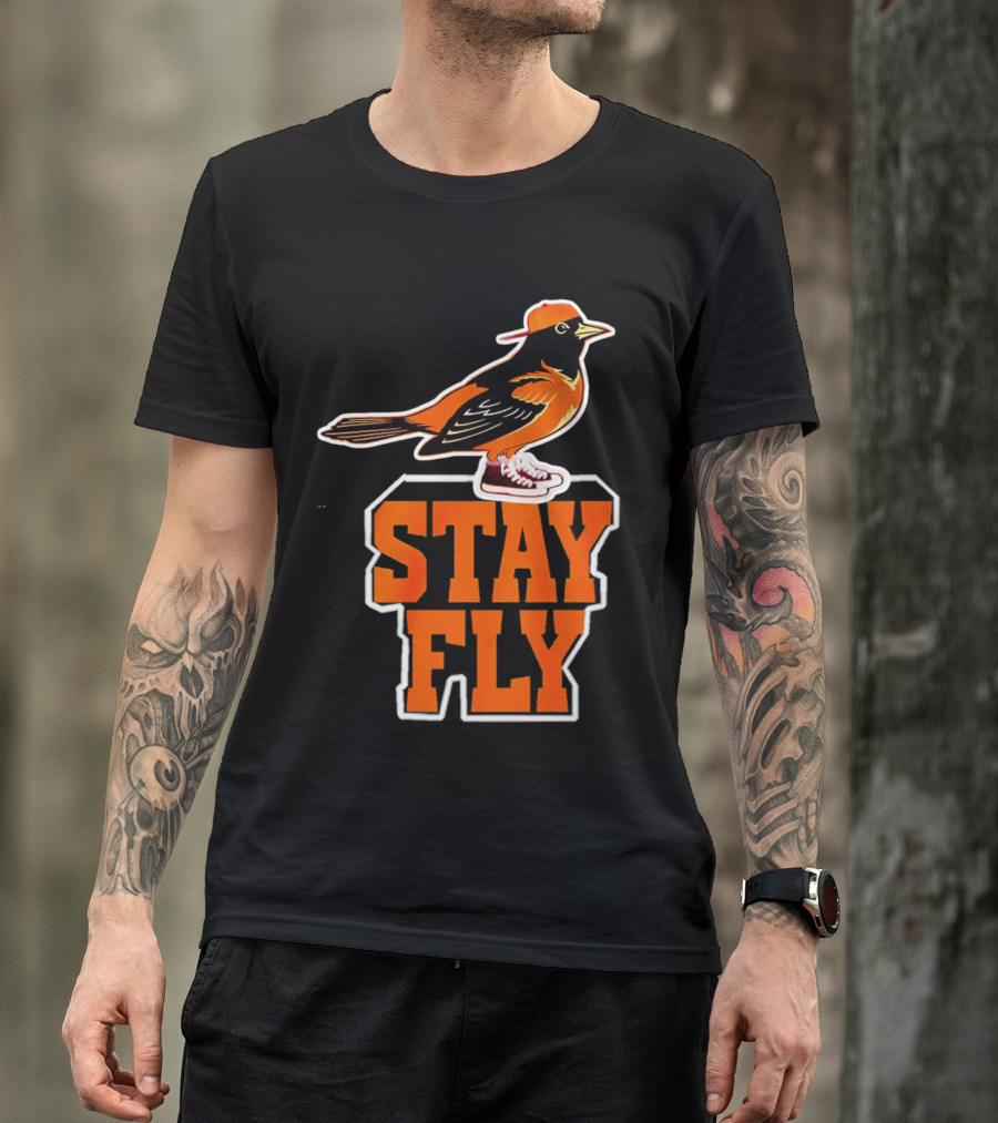 Baltimore Orioles Stay Fly Bird With Sneakers And Cap T-Shirt