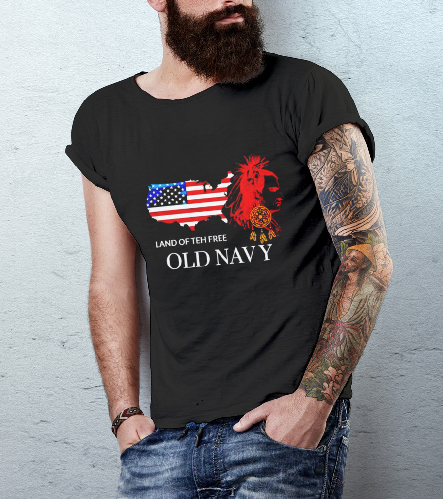 Land Of Teh Free Old Navy USA Flag Native American T-Shirt