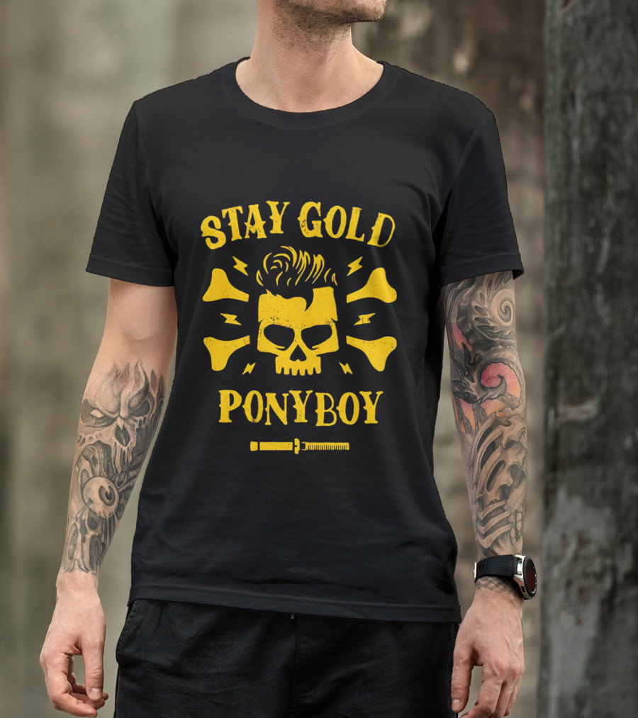 Stay Gold Ponyboy Skull With Comb And Bones T-Shirt
