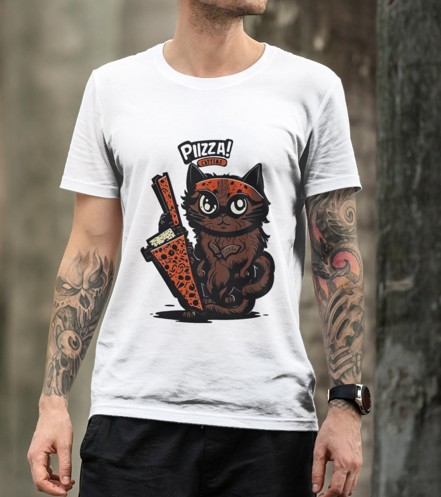 Pizza Cat Cattfat Meow That's A Good Slice T-Shirt