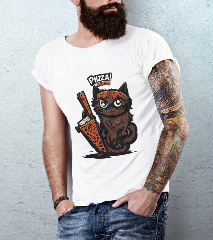 Pizza Cat Cattfat Meow That's A Good Slice T-Shirt