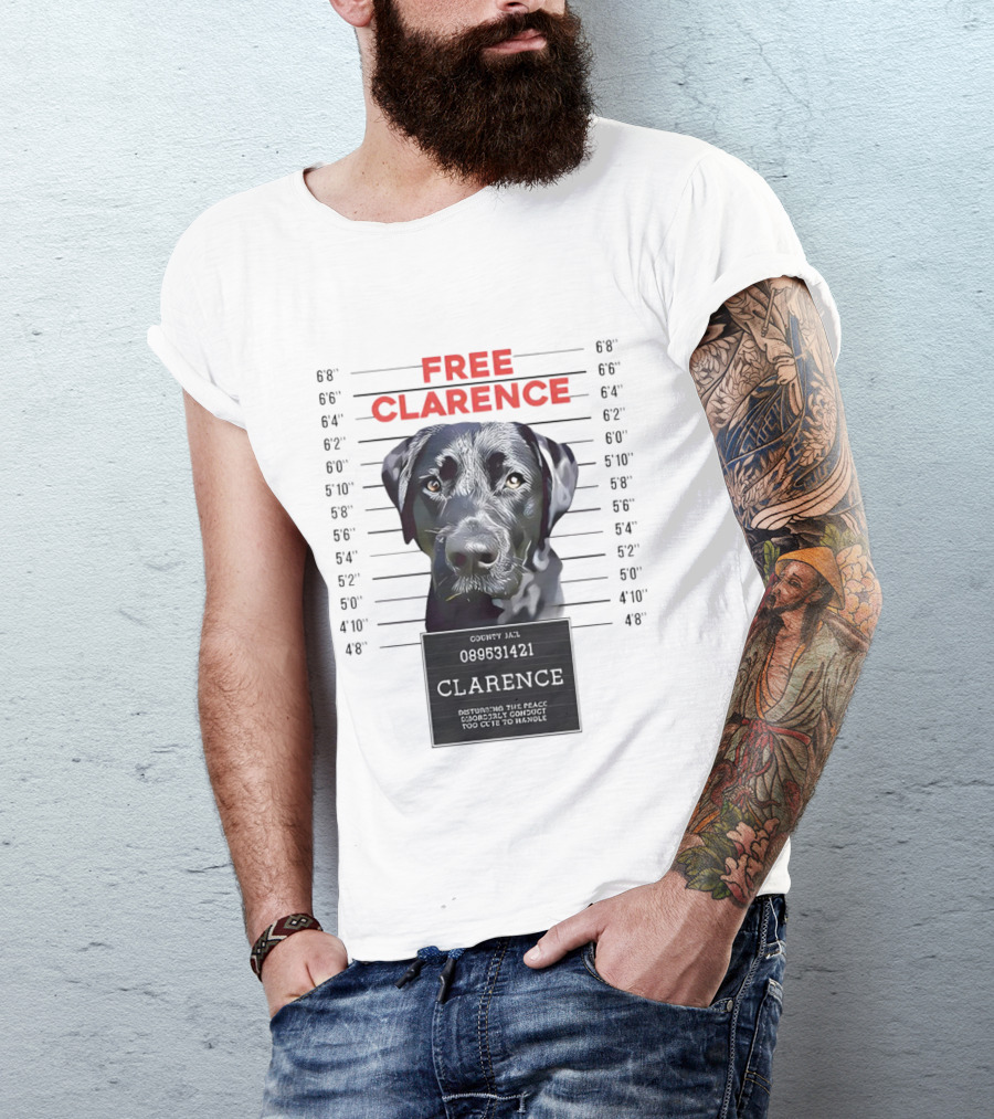 Free Clarence Mugshot Dog T-Shirt