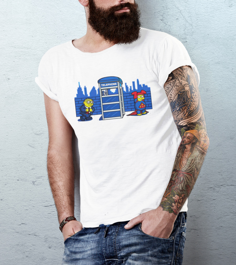Simpson Telephone Booth Superhero Transform T-Shirt