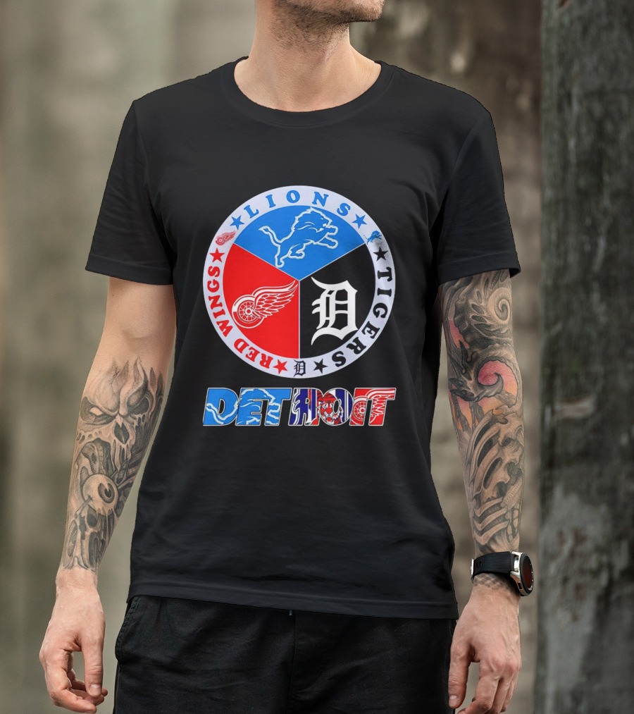 Detroit Red Wings Lions Tigers Logo Detroit T-Shirt