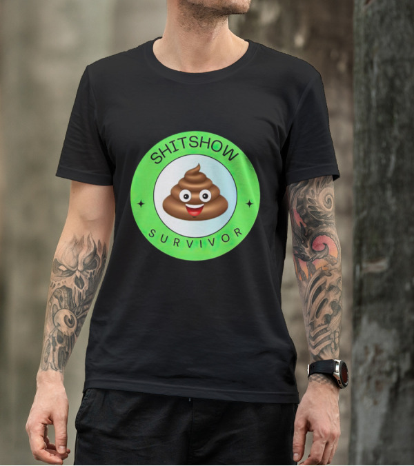 Shitshow Survivor Poop Emoji Circle Emblem T-Shirt