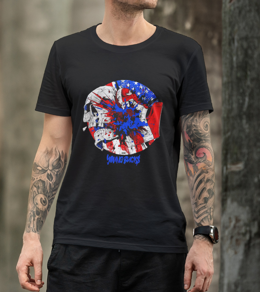 Young Bucks AEW Explosive American Skull Burst T-Shirt