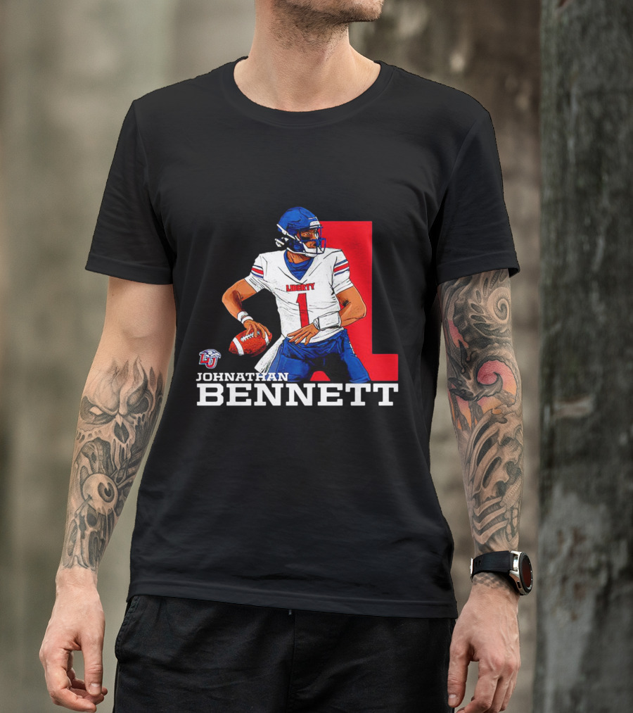 Johnathan Bennett Liberty Flames NCAA Football Quarterback Caricature T-Shirt