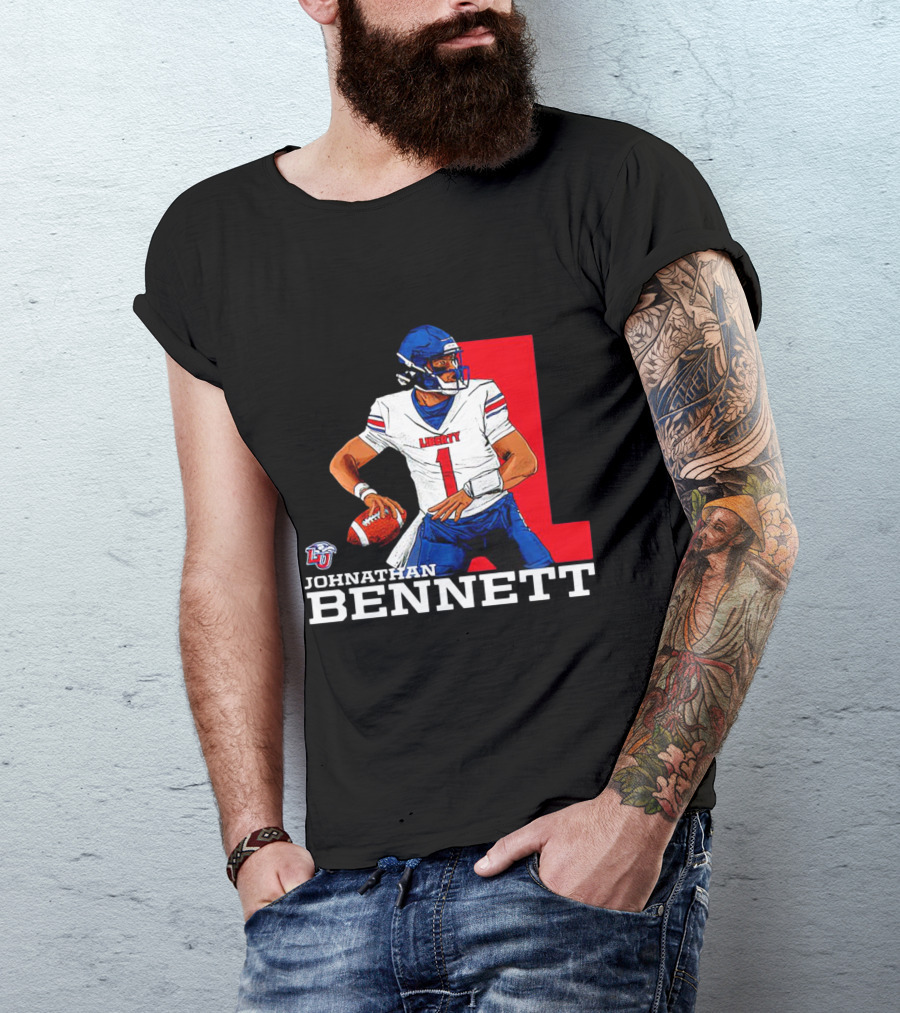 Johnathan Bennett Liberty Flames NCAA Football Quarterback Caricature T-Shirt