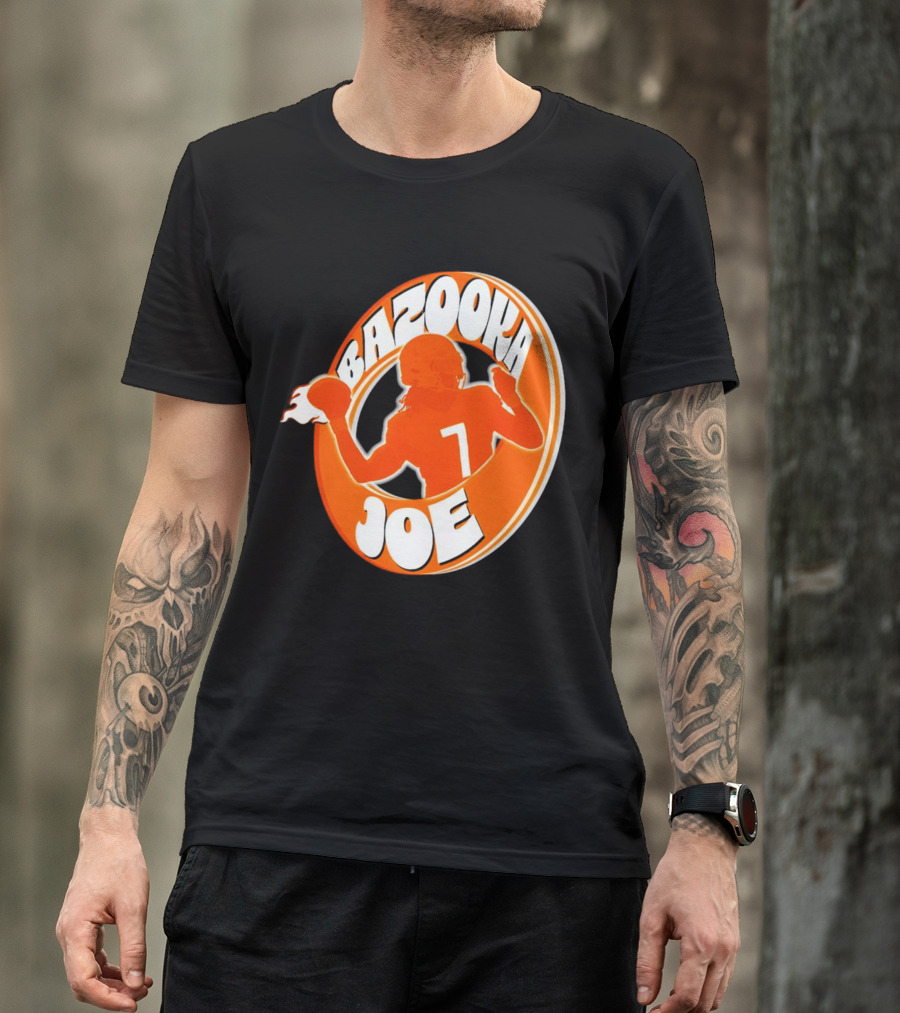 Bazooka Joe Tennessee Vols Silhouette With Number 7 Football Player T-Shirt