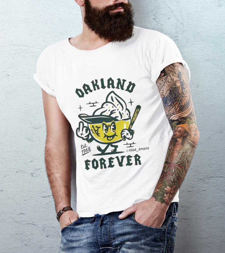 Oakland A's Forever Est. 1968 Retro Baseball Character T-Shirt