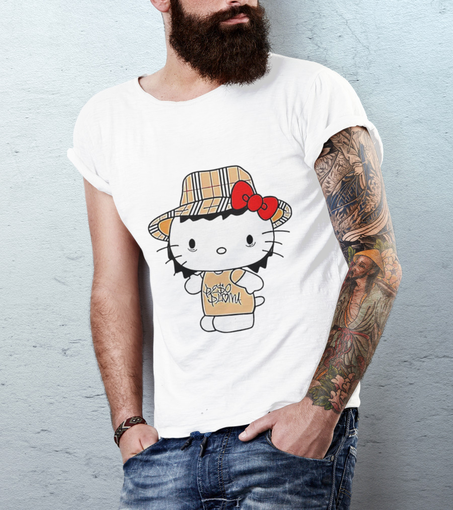 Peso Pluma Hello Kitty Plaid Hat Red Bow T-Shirt