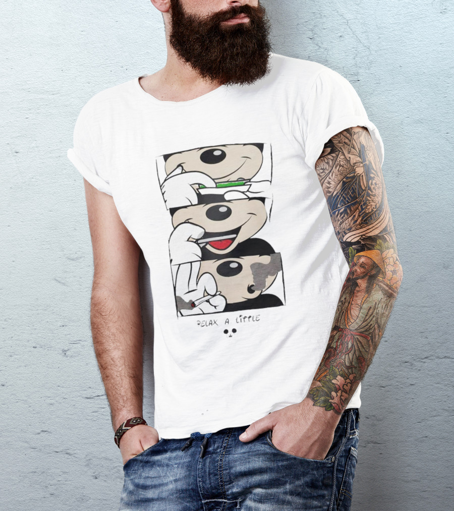 Mickey Relax A Little Smoking Cartoon Comic Strip T-Shirt