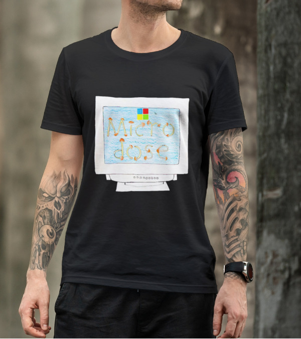 Microdose Windows Parody With Magic Mushrooms On Vintage Computer Screen T-Shirt