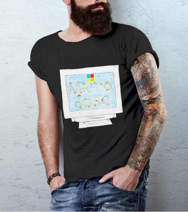 Microdose Windows Parody With Magic Mushrooms On Vintage Computer Screen T-Shirt