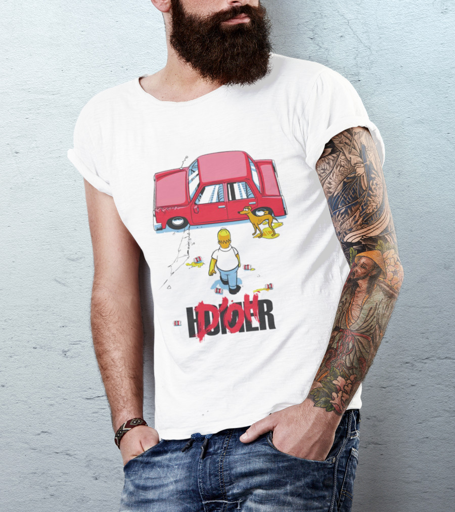 The Simpsons D’Oh Homer Red Car And Dog T-Shirt