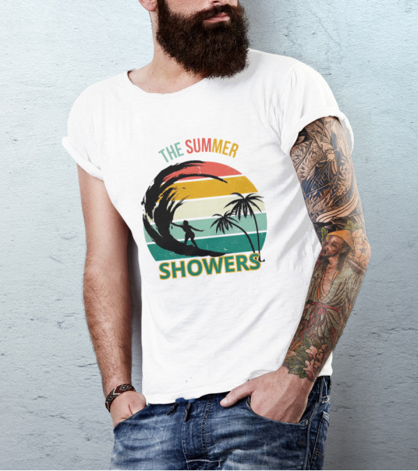 The Summer Showers Surfing Vintage Stripes T-Shirt