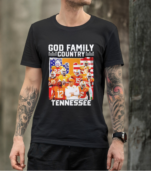 God Family Country Tennessee Volunteers Football American Flag T-Shirt