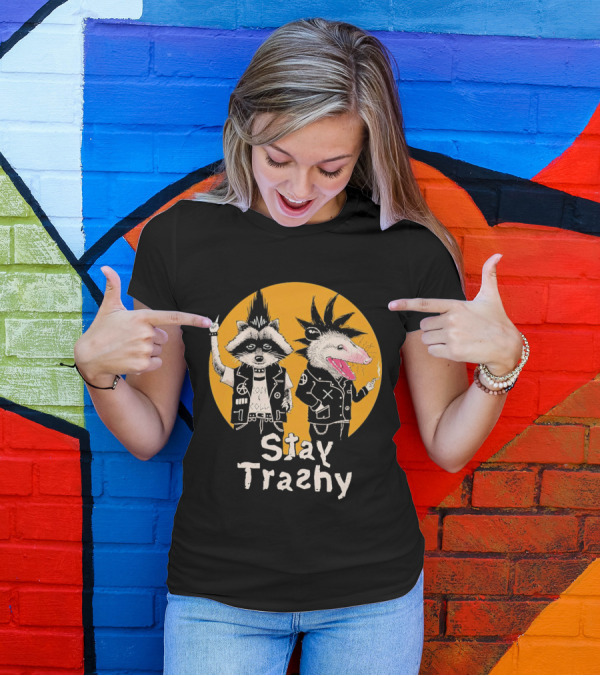 Stay Trashy Rock And Roll Punk Raccoon And Possum T-Shirt