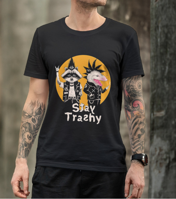 Stay Trashy Rock And Roll Punk Raccoon And Possum T-Shirt