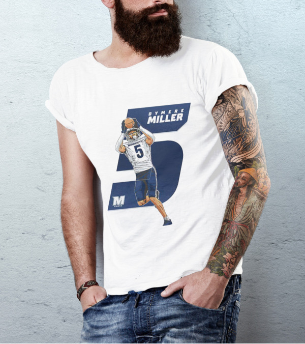 Dymere Miller Monmouth Hawks Football Number 5 Caricature T-Shirt