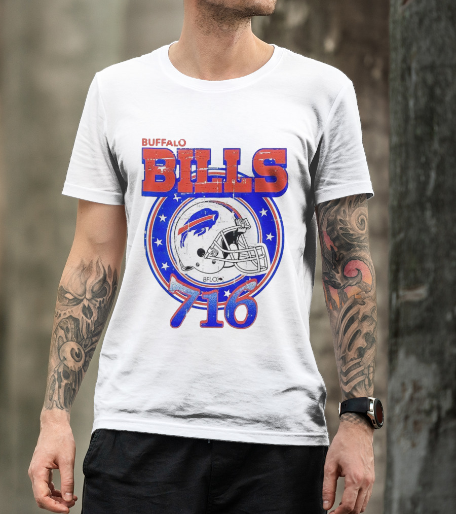 Buffalo Bills Bflo 716 Day Celebration Helmet Stars T-Shirt