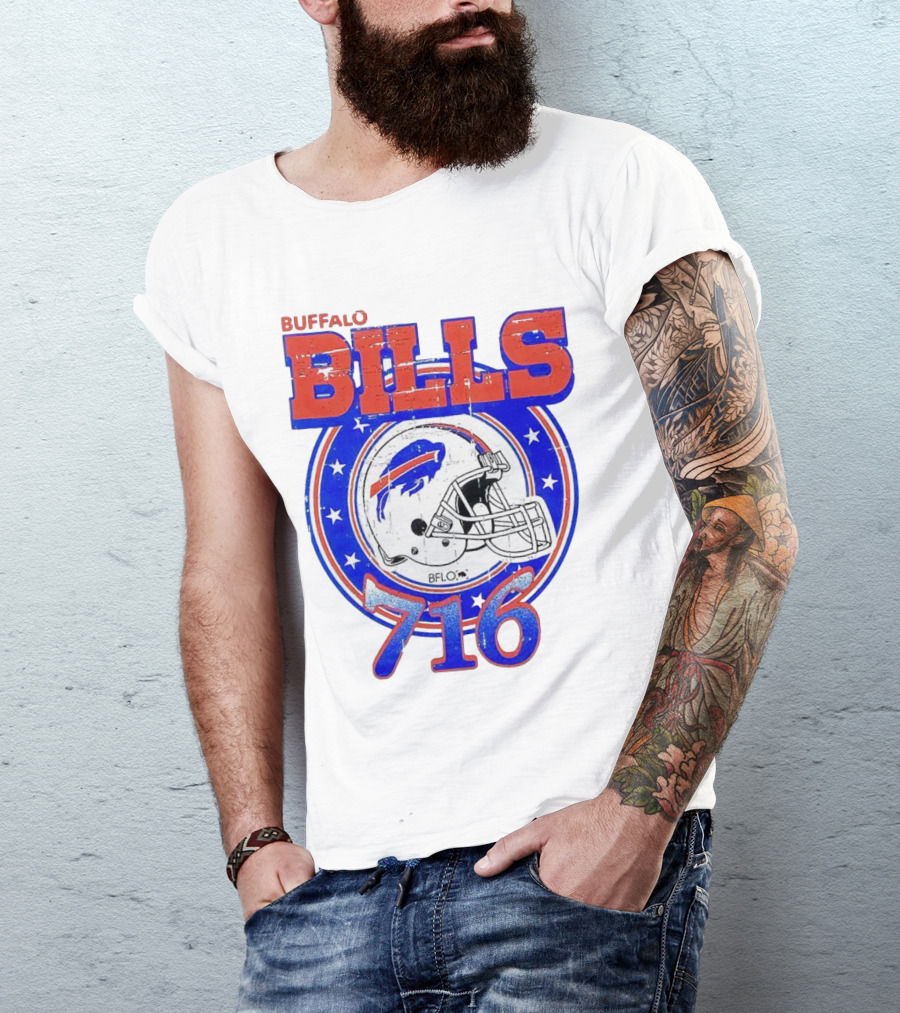 Buffalo Bills Bflo 716 Day Celebration Helmet Stars T-Shirt