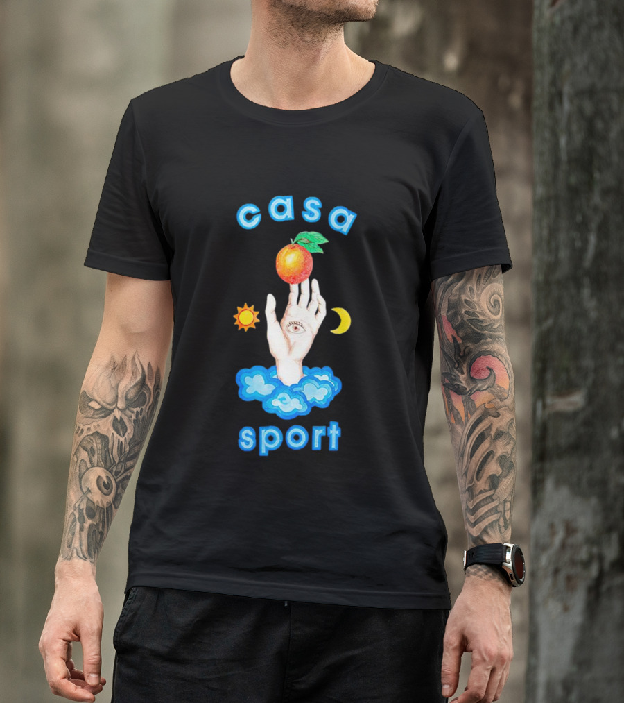 Casa Sport Hand And Eye With Sun Moon Clouds And Fruit T-Shirt