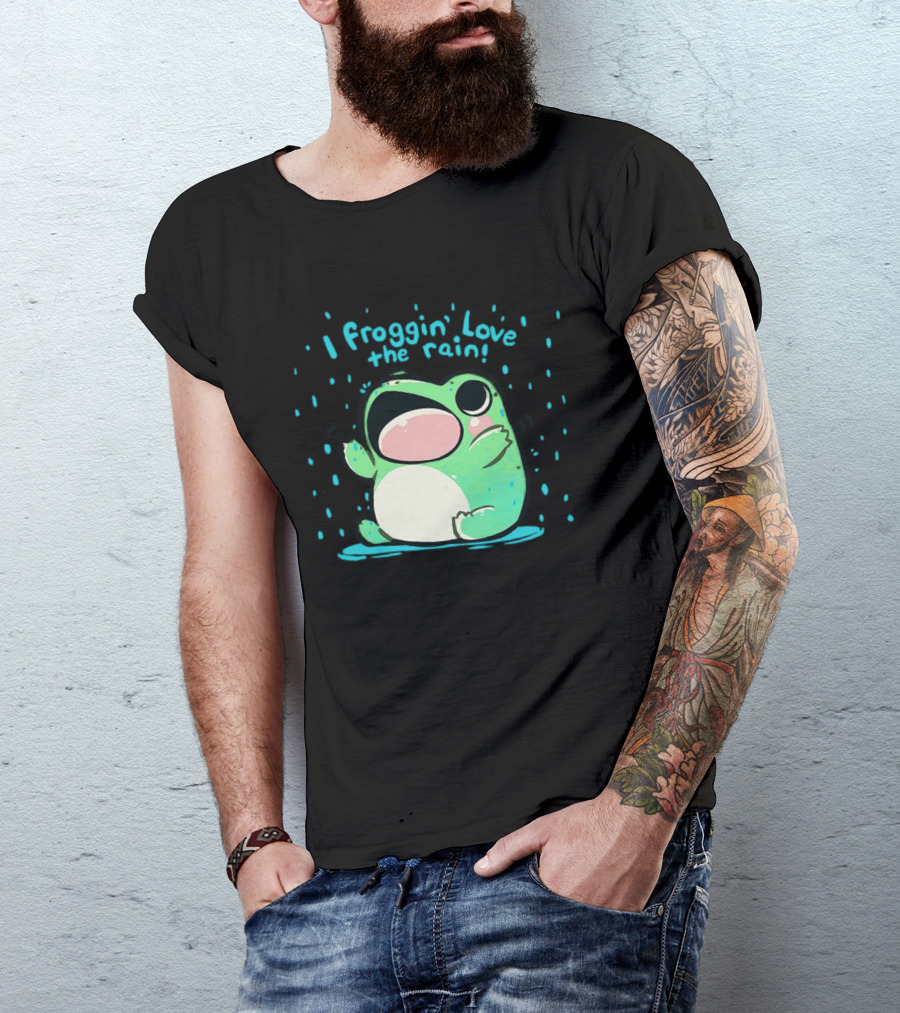 I Froggin' Love The Rain Cute Frog Rainy Day Fun T-Shirt